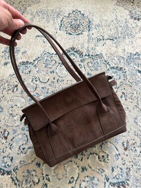 Zara Brown Chocolate Split Suede Leather City Bag